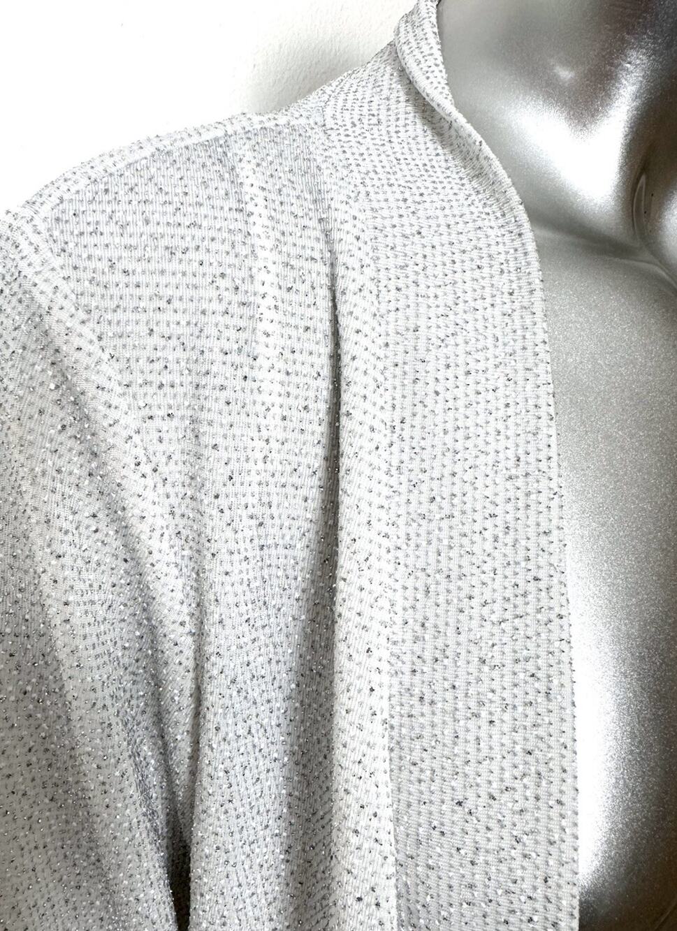 Silver White Shimmer Bolero Jacket Womens Small Stretch Church Formal Perception